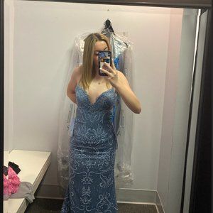 Brand New Andrea and Leo Blue Sparkly Prom Dress